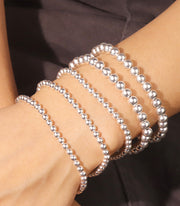 Gold Paperclip Link Bead Bracelet Set