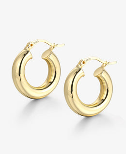 Scentll Chunky Hoop Earrings Thick Hoops for Women | Classic 14k Gold Silver Plated Round Tube Huggie Hoop Earrings with 925 Sterling Silver Post for Women Gift