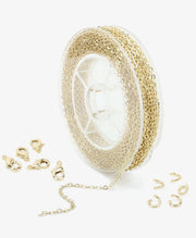 Silver Plated Solid Brass Thin Cable O Chain Spool