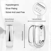 Scentll Chunky Huggie Earrings for Women 14K Gold Plated Small Square Trendy Hypoallergenic Sterling Silver Chunky Geometric Minimalist Hoops for Women Gift for Mom